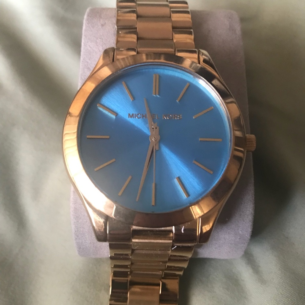 Michael Kors aqua blue face watch